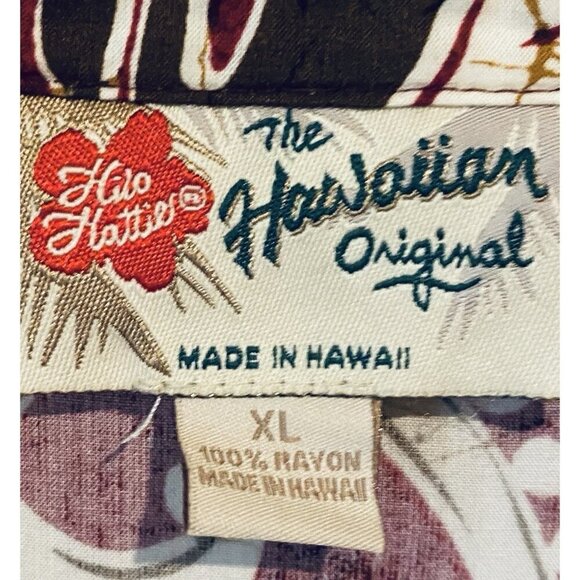 Hilo Hattie Top Womens XL Dark Red Hibiscus Sleeveless Button Up Hawaiian Beachy - Picture 4 of 6
